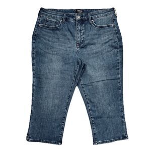 NYDJ Curves 360 Skimmer Capri Jeans Petite 12P (32x18) Blue Denim Stretch Womens